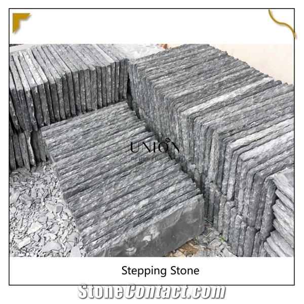 Black Natural Castlemaine Split Slate Stepping Stone Yard