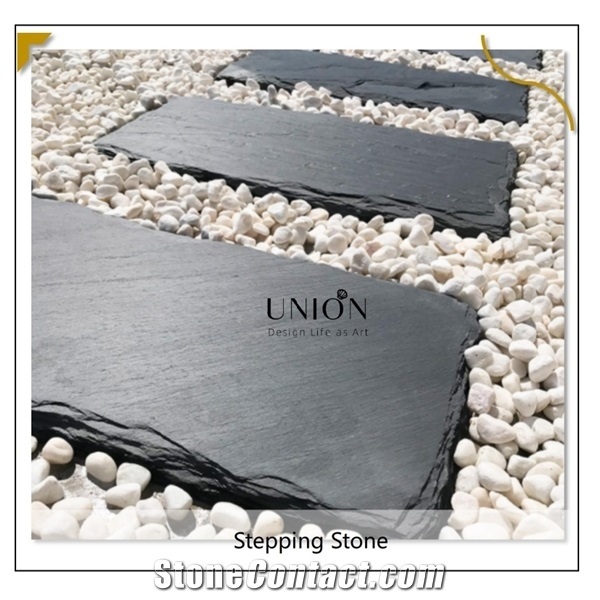 Black Natural Castlemaine Split Slate Stepping Stone Yard