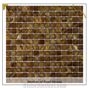 Indoor Wall Decoration Material Mop Dyed Gold Color Mosaic