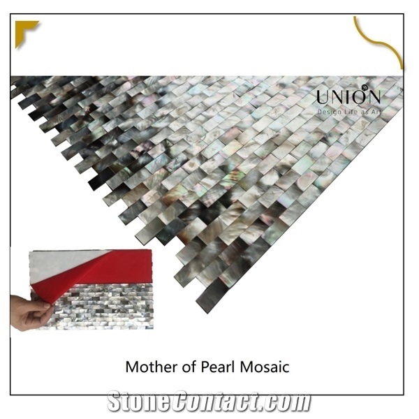 Mother Of Pearl Peel&Stick Mosaic Black Wall Stickers Tiles