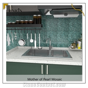 Natural Dyed Ocean Green Wall Covering Seashell Mosaic Tiles