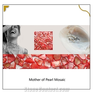 Natural Shell Mosaic Dyed Red Pieces Wall Tiles for Decora