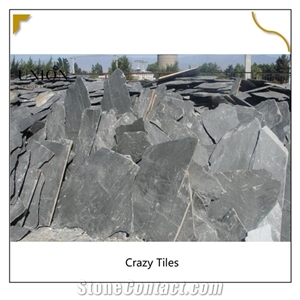 Type Of Crazy Black Slate Garden Flooring Tiles Paving Stone