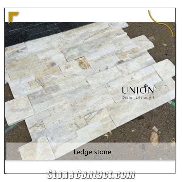 Yellow White Split Slate Stacked Ledge Culture Stone Veneer