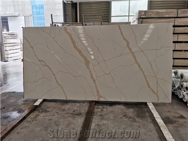 Gold Quartz Stone Quartz Surface Slabs for Counter Top
