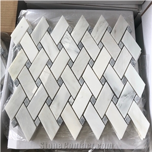 Oriental White Marble Grey Quadrangle Mosaic Tile Oriental White Marble Grey Quadrangle Mosaic Tile
