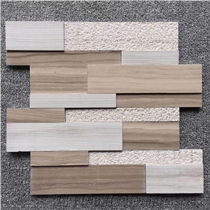 Wooden Veins Marble 3D Brick Mosaic Tile
