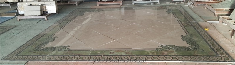 Waterjet Cut Stone Floor Carpet Medallion