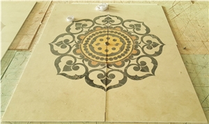 Waterjet Cut Stone Floor Carpet Medallion