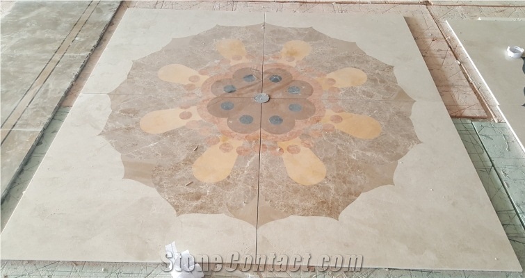 Waterjet Cut Stone Floor Carpet Medallion
