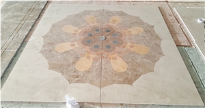 Waterjet Cut Stone Floor Carpet Medallion