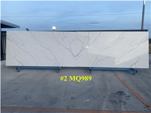 Engineer Calacatta White Quartz Slab for Countertop & Vanity