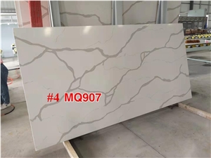 Engineer Calacatta White Quartz Slab for Countertop & Vanity