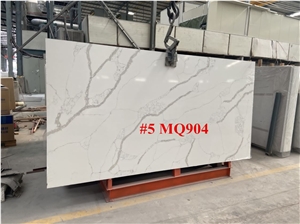 Engineer Calacatta White Quartz Slab for Countertop & Vanity