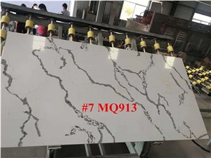 Engineer Calacatta White Quartz Slab for Countertop & Vanity