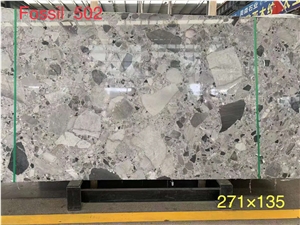 High Quality China Natural Fossil Grey Marble Slabs