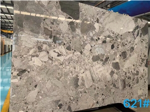 High Quality China Natural Fossil Grey Marble Slabs