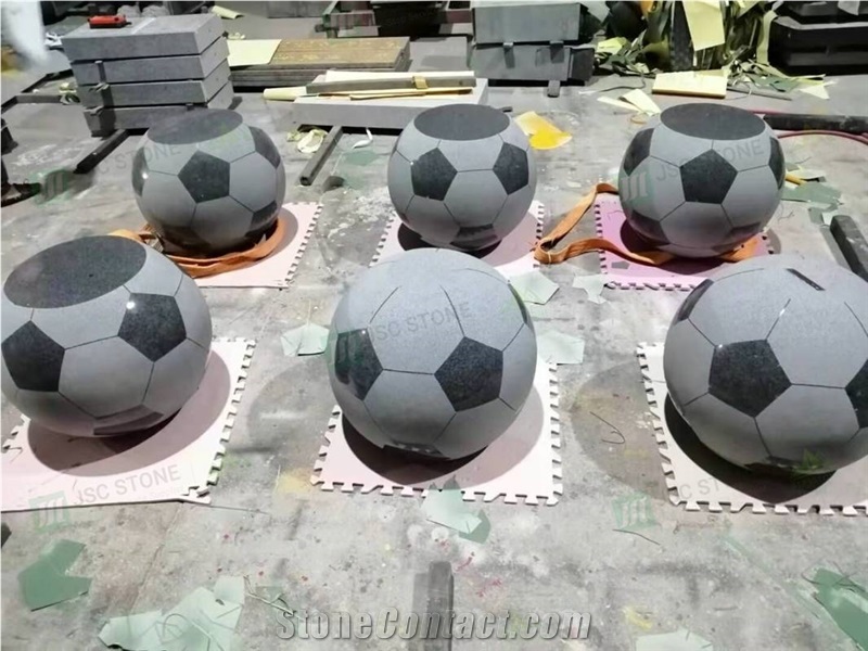 Natural Grey Granite Football Sculpture