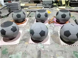 Natural Grey Granite Football Sculpture