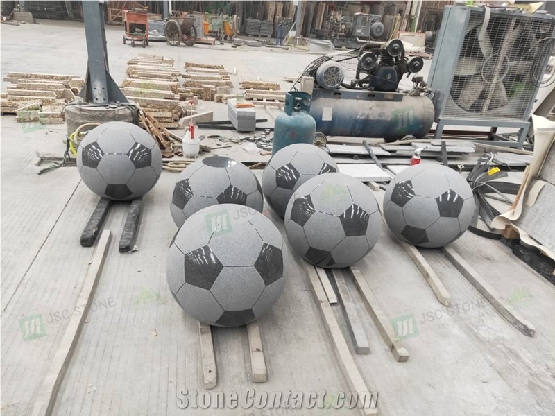 Natural Grey Granite Football Sculpture