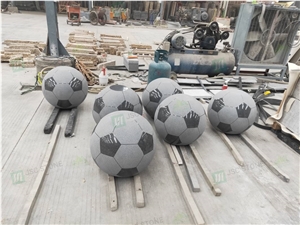 Natural Grey Granite Football Sculpture