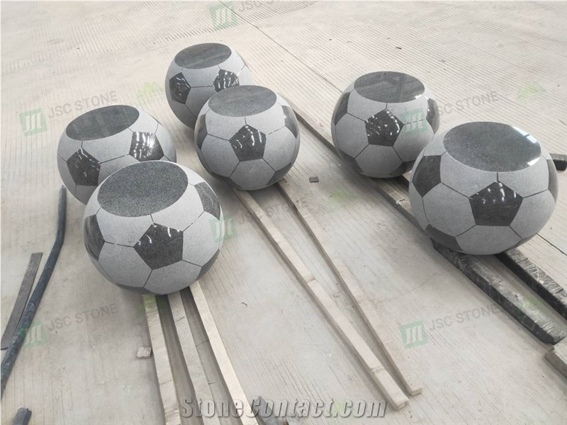 Natural Grey Granite Football Sculpture