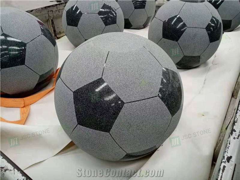 Natural Grey Granite Football Sculpture