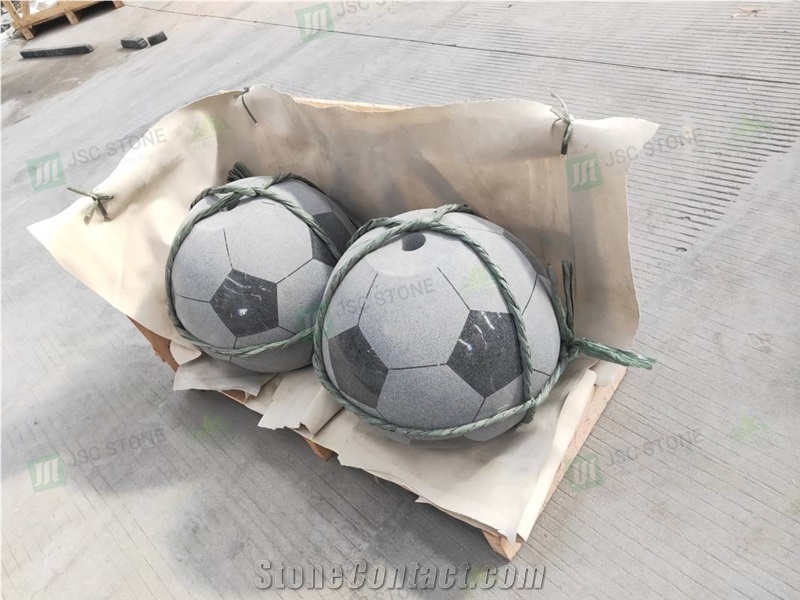 Natural Grey Granite Football Sculpture