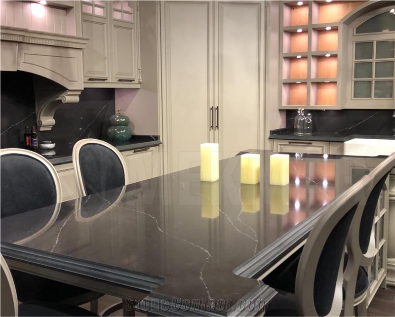 Artistic Black Quartz Slabs