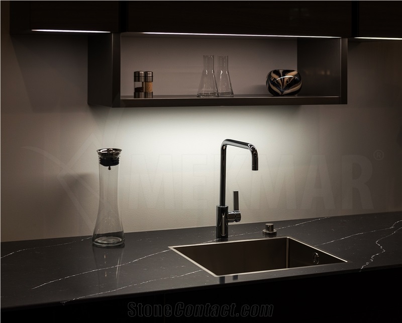 Artistic Black Quartz Slabs