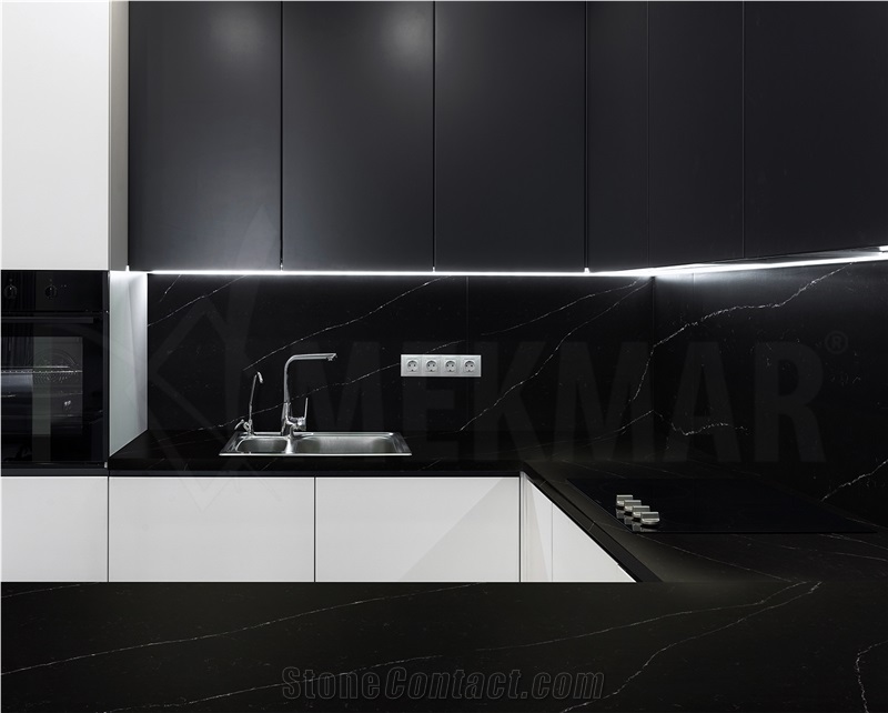 Artistic Black Quartz Slabs