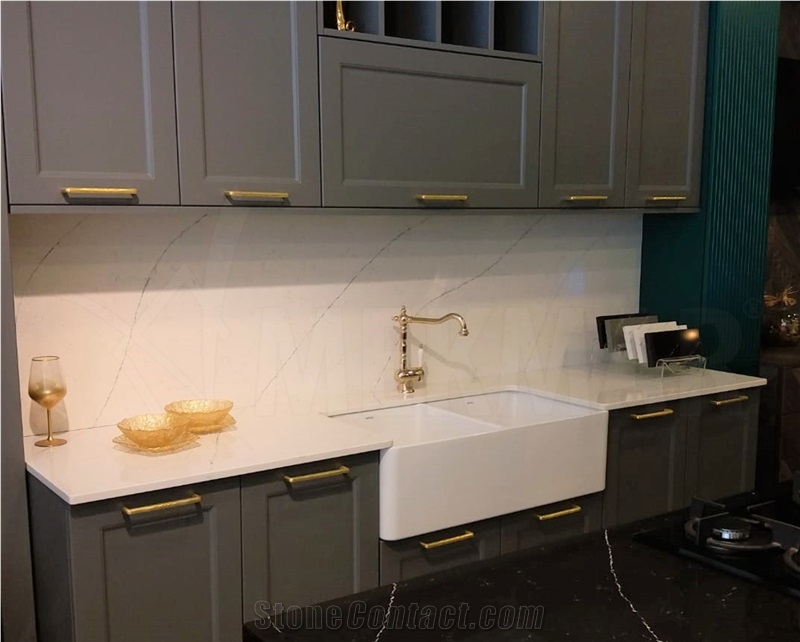 Fantasy Quartz Kitchen Slab - Quartz Kitchen Countertop, Island Top