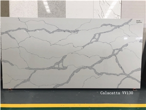 Calacatta V002 White Quartz Engineered Stone Slabs