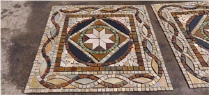 Polished Beige Marble Square Mosaic Lobby Floor Tile