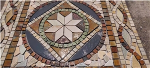 Polished Beige Marble Square Mosaic Lobby Floor Tile