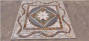 Polished Beige Marble Square Mosaic Lobby Floor Tile