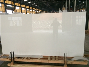 Pure Nano White Crystallized Stone Slab Tile for Sale