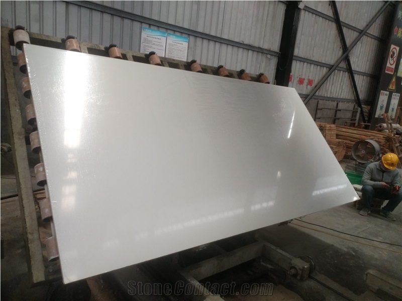 Super White Artificial Marble Engineered Stone Slabs