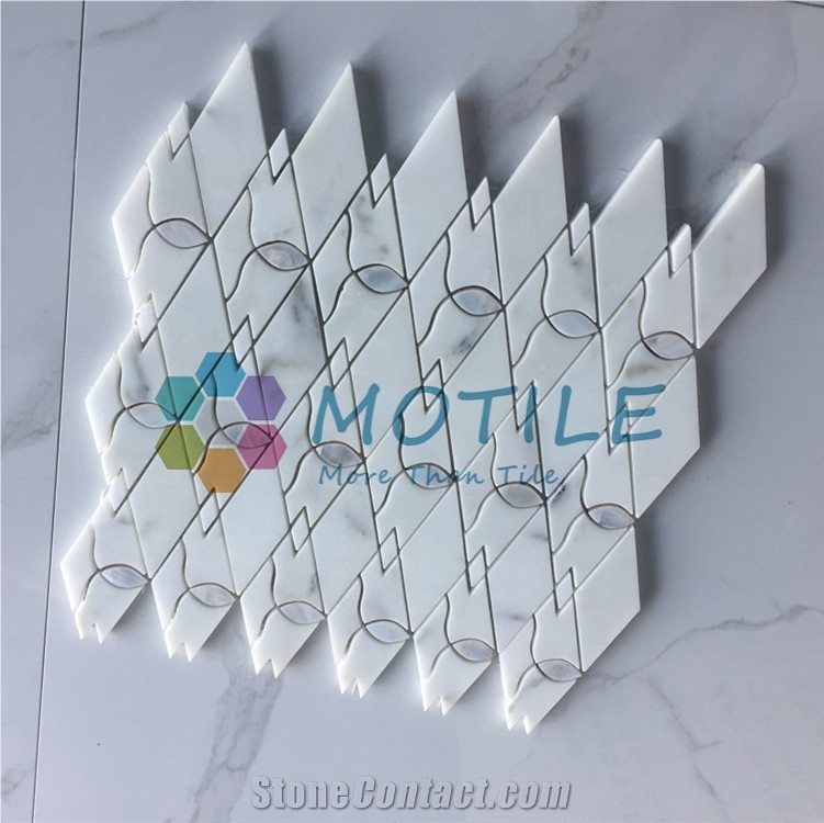Calacatta Gold Marble W/Mother Of Pearl Diamond Mosaic Tile
