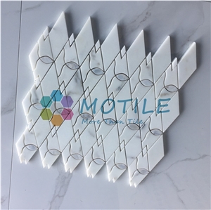 Calacatta Gold Marble W/Mother Of Pearl Diamond Mosaic Tile