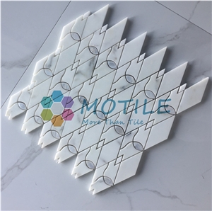 Calacatta Gold Marble W/Mother Of Pearl Diamond Mosaic Tile