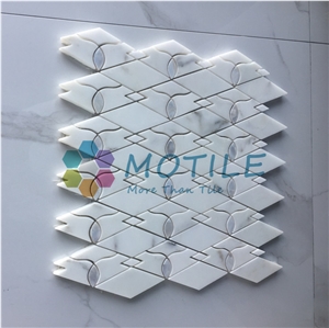 Calacatta Gold Marble W/Mother Of Pearl Diamond Mosaic Tile