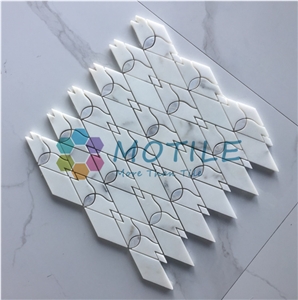 Calacatta Gold Marble W/Mother Of Pearl Diamond Mosaic Tile