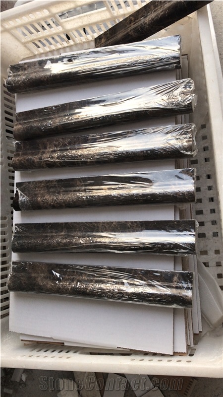 Dark Emperador Marble Chair Rails Pieces