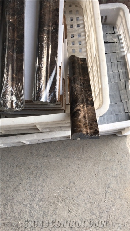 Dark Emperador Marble Chair Rails Pieces