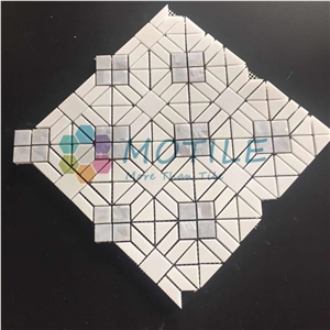 Thassos White Marble W/Pearl Of Shell Waterjet Mosaic Tile