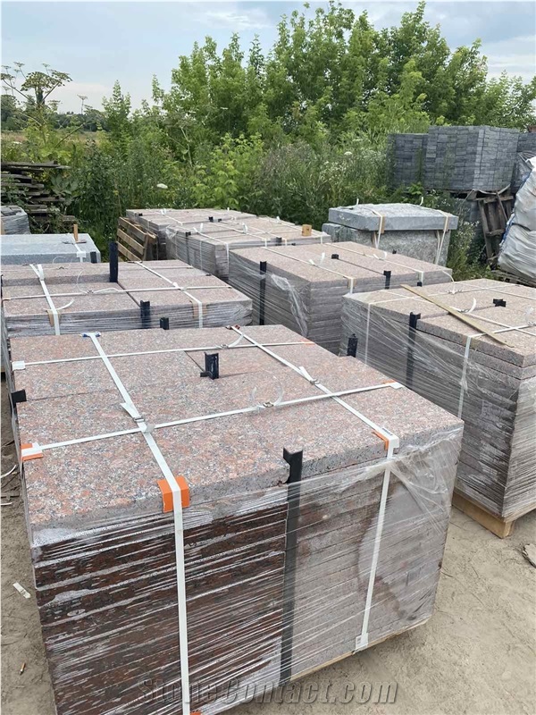 Red Granite Plates, Rosso Santiago Granite Paving Tiles