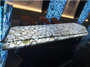 Blue Agate Semiprecious Stone Slab Commercial Counters