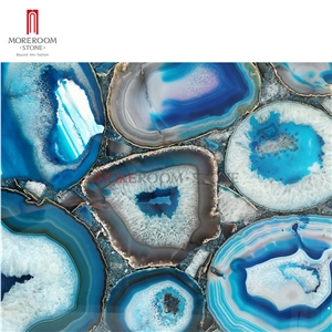 Luxury Gemstone Blue Agate Slab - Blue Agate Semiprecious Stone Slabs