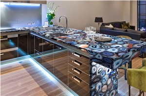 Luxury Gemstone Blue Agate Slab - Blue Agate Semiprecious Stone Slabs
